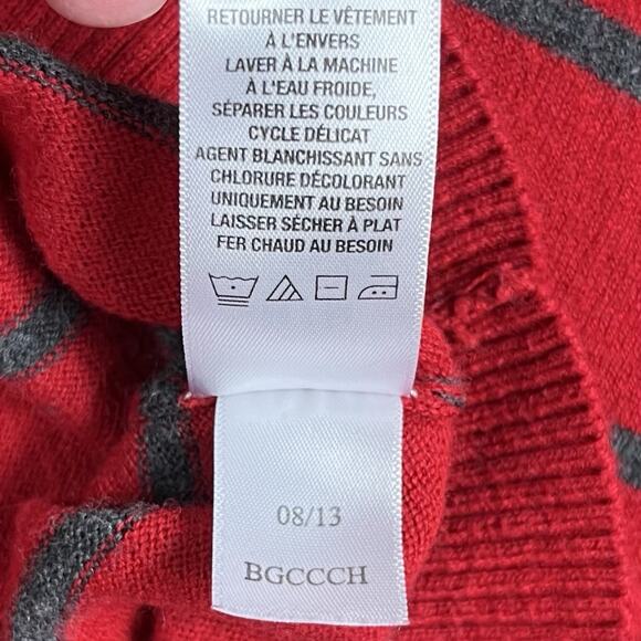 Aeropostale Y2K A87 Red Gray Striped Long Sleeve V-Neck Wool Blend Med Sweater - Picture 8 of 9